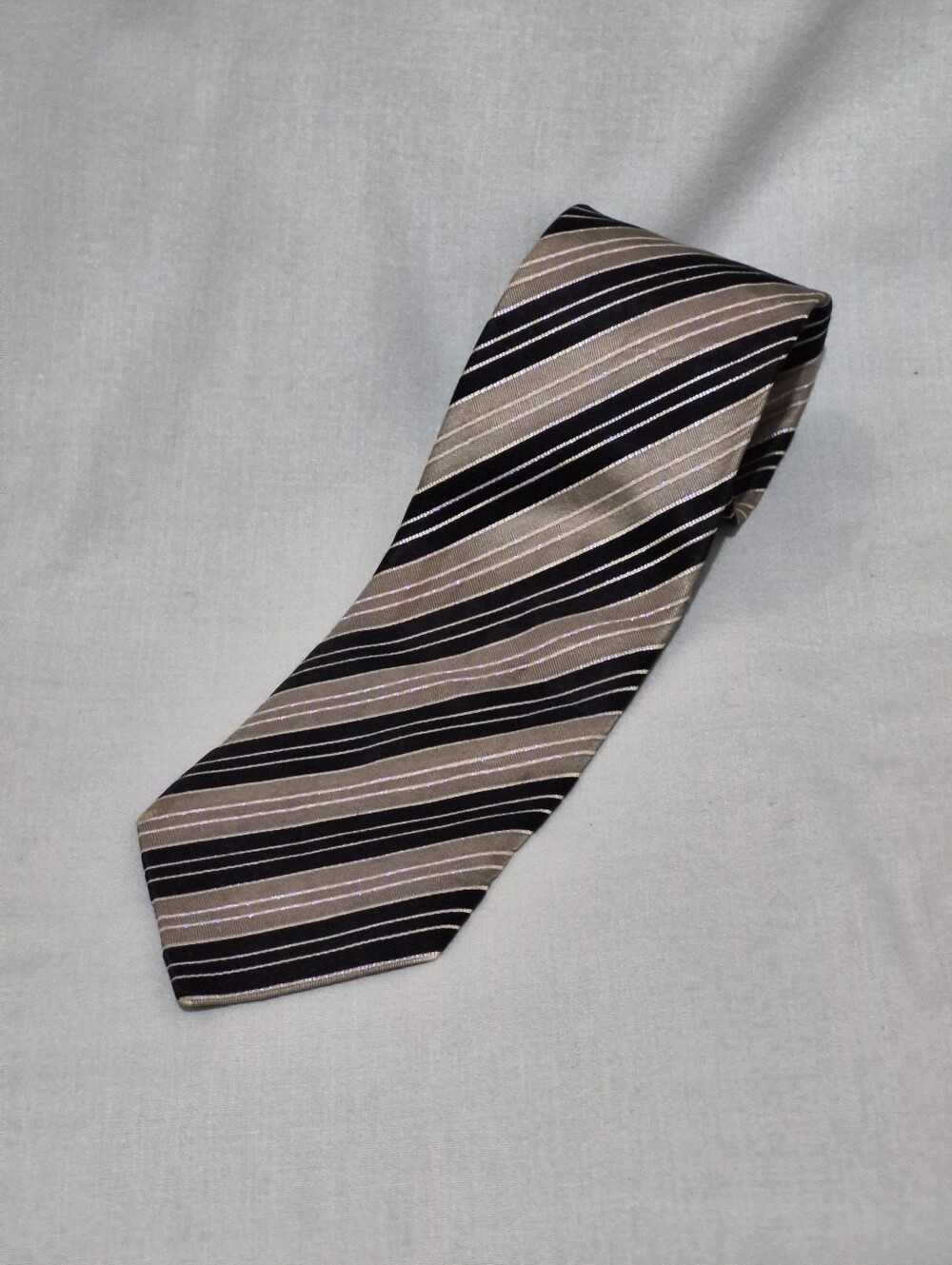 Dolce & Gabbana Beige and Black Striped Silk Tie